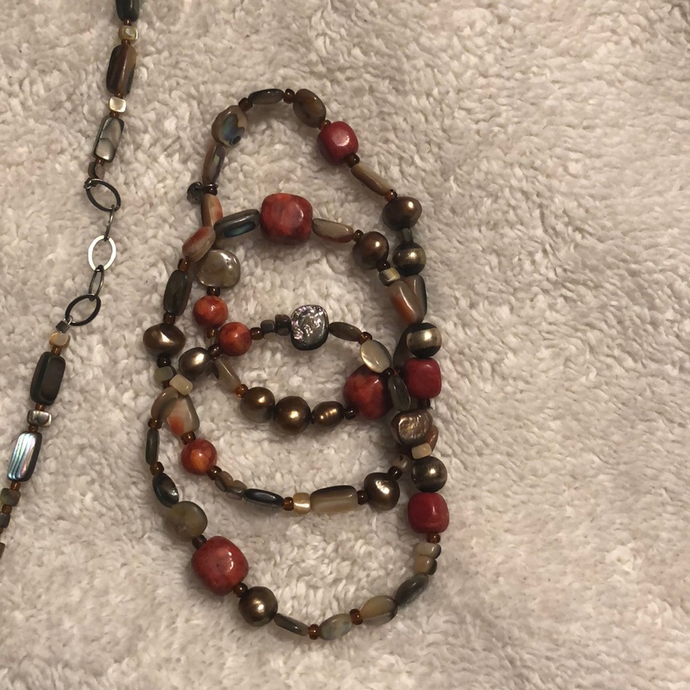 Necklace with matching bracelets.